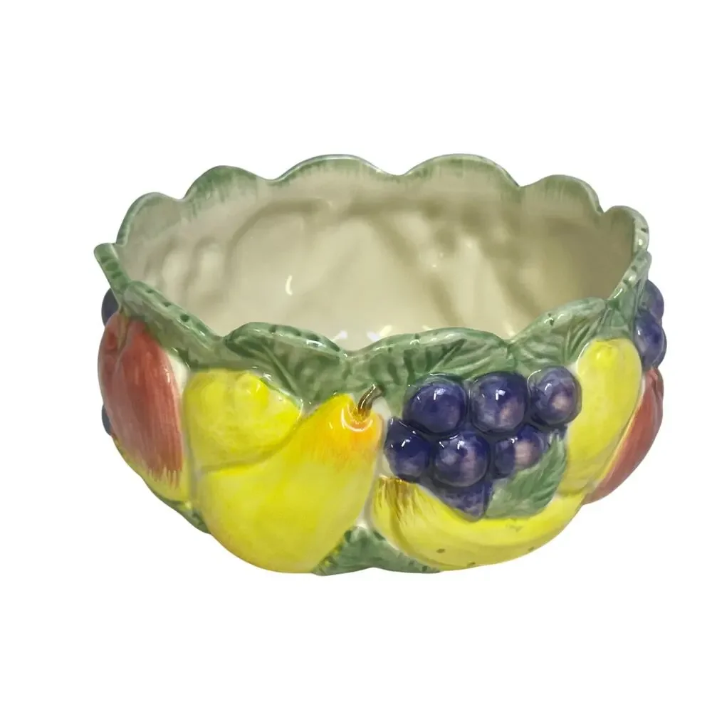 Fitz and Floyd 1989 Japan Majolica 'Calypso' Hand Painted Fruit Bowl-Excellent